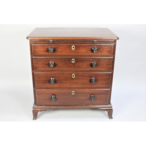 81 - A 19th Century Mahogany Chest of Four Graduated Long Drawers with Brushing Slide Over, Bracket Feet,... 