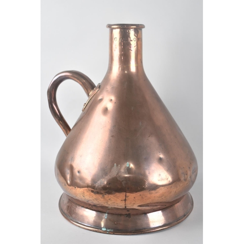 85 - A 19th Century Copper Two Gallon Measure of Inverted Conical Form as Used in a Distillery?, 38cms Hi... 