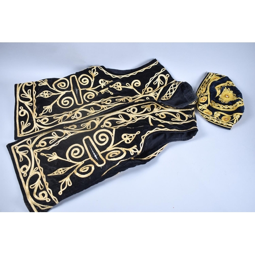 146 - A Gilt Embroidered Waistcoat together with a Similar Smoking Cap