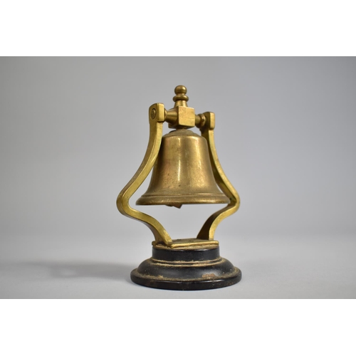 18 - A Novelty Countertop Reception Bell on Turned Wooden Socle, 12.5cms High