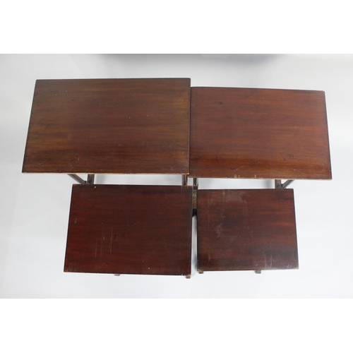 24 - A Mid 20th Century Mahogany Nest of Four Rectangular Tables with Spindle Supports, 47cms Wide