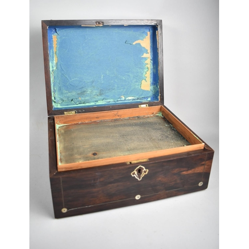 4 - A Late Victorian Mother of Pearl Inlaid Rosewood Workbox, Hinged Lid to Removable Tray, 30x22.5x13cm... 