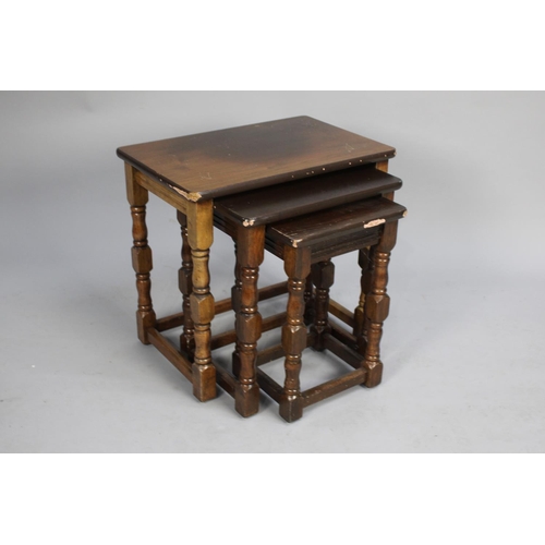 405 - A Late 20th Century Nest of Three Tables, Condition Issues, 45cm wide