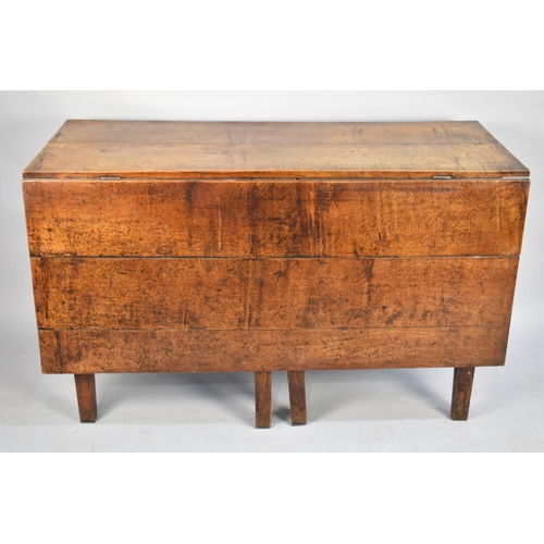 411 - An 18th/19th Century Heavy Oak Drop Leaf Table on Square Supports, Missing One Drop Panel to Top, 12... 