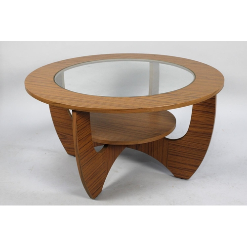 413 - A 1970's 'Astro' Type Coffee Table, of Circular Form with Stretcher Shelf and Glass Top, 75cm Diamet... 