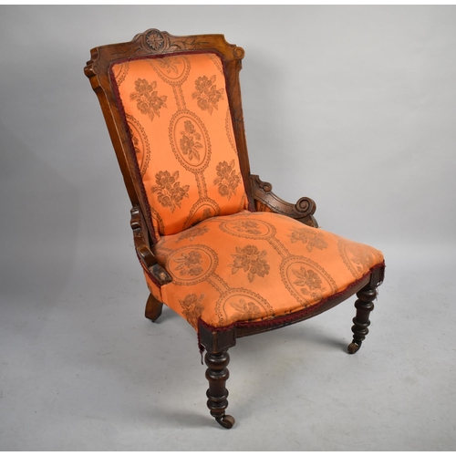 421 - A Late 19th/Early 20th Century Aesthetic Mahogany Upholstered Nursing Chair