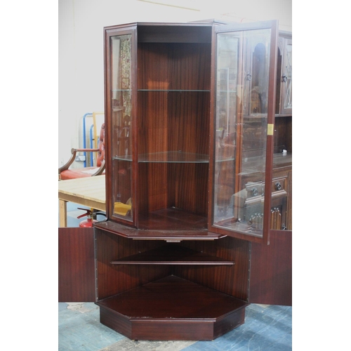 424 - A Turnidge Corner Display Cabinet of Canted Form with Cupboard Base