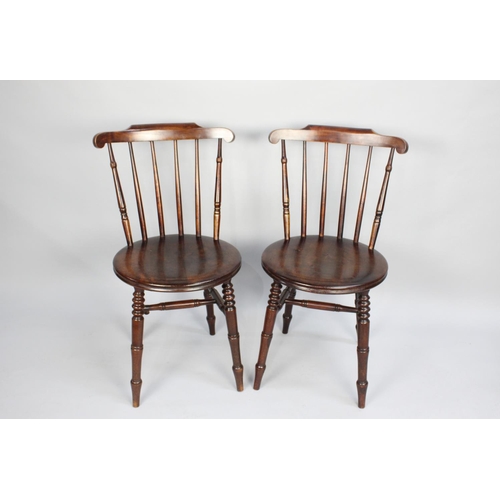 425 - A Pair of Mahogany Framed Spindle Back Chairs with Circular Seats and Turned Supports