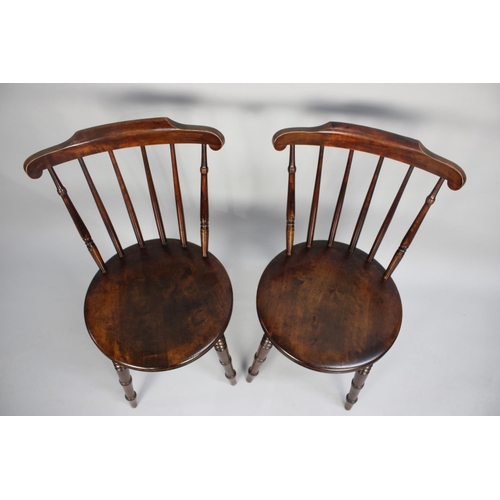 425 - A Pair of Mahogany Framed Spindle Back Chairs with Circular Seats and Turned Supports