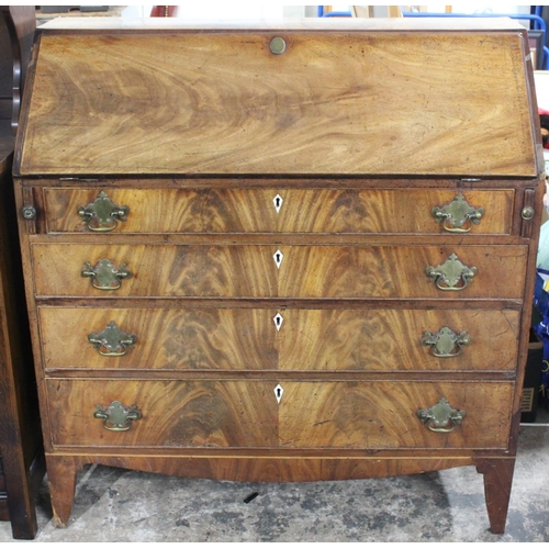 429 - A 19th Century Mahogany Bureau Having Pull Down Front to Fitted Interior, Four Drawers with Brass Dr... 