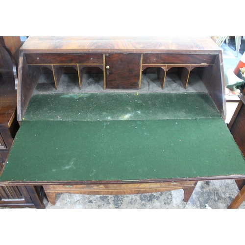 429 - A 19th Century Mahogany Bureau Having Pull Down Front to Fitted Interior, Four Drawers with Brass Dr... 