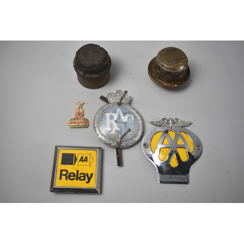 100 - A Collection of Various Motoring Ephemera to include AA and RAC Badges, Brass Hub Caps, Raleigh Bicy... 