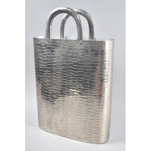 102 - A Modern Novelty Metal Flower Vase in the Form of a Wicker Basket, 26cms Wide and 39cms High