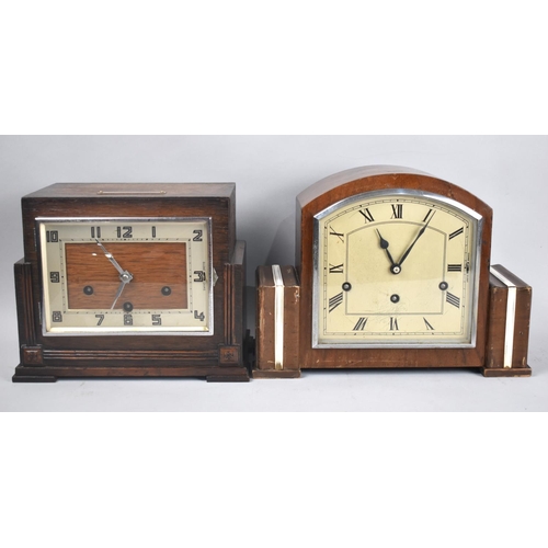 115 - Two Art Deco Westminster Chime Mantel Clocks, Untested