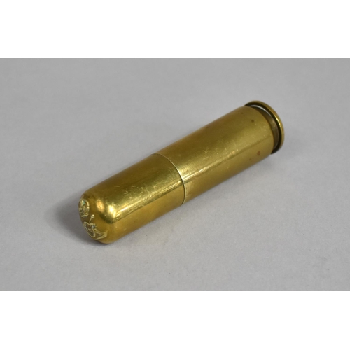 12 - A Trench Art Brass Lighter Formed From a Cartridge from Lake City USA 1943, having Royal Artillery B... 