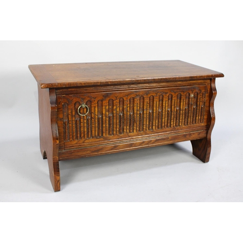 120 - A Mid 20th Century Oak Lift Top and Pull Front Storage Box/Stand, Missing One Ring Handle, 80cms Wid... 