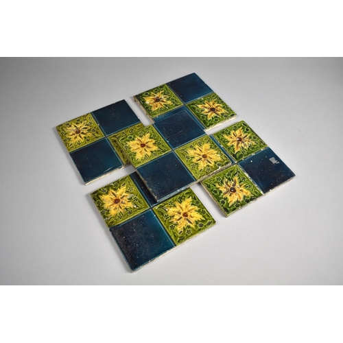 130 - A Collection of Five Glazed Tiles, 15.5cms Square