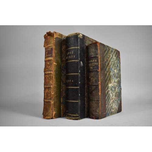 133 - A Collection of Three Various 19th Century Quarter Leather Bound Books, Bailys's Magazine, The Histo... 