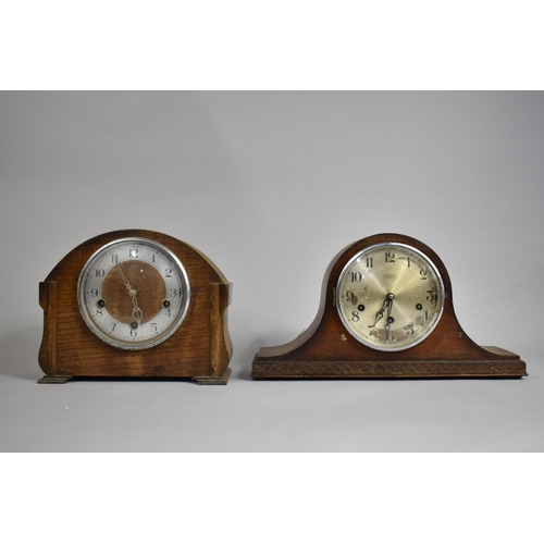 135 - Two Mid 20t Century Oak Cased Westminster Chime Mantel Clocks, Untested