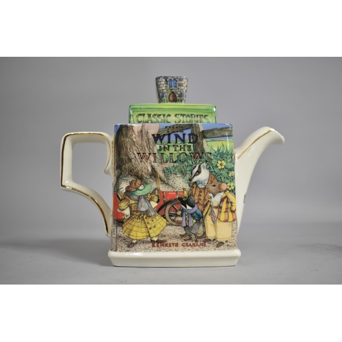 141 - A Novelty Wind in The Willows Teapot by James Sadler together with a Small Enamel Circular Box by St... 