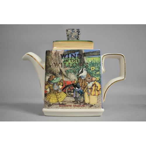 141 - A Novelty Wind in The Willows Teapot by James Sadler together with a Small Enamel Circular Box by St... 