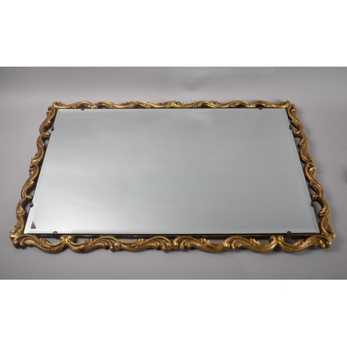 145 - A Mid 20th Century Gilt Framed Rectangular Bevel Edged Wall Mirror, 67x43cms