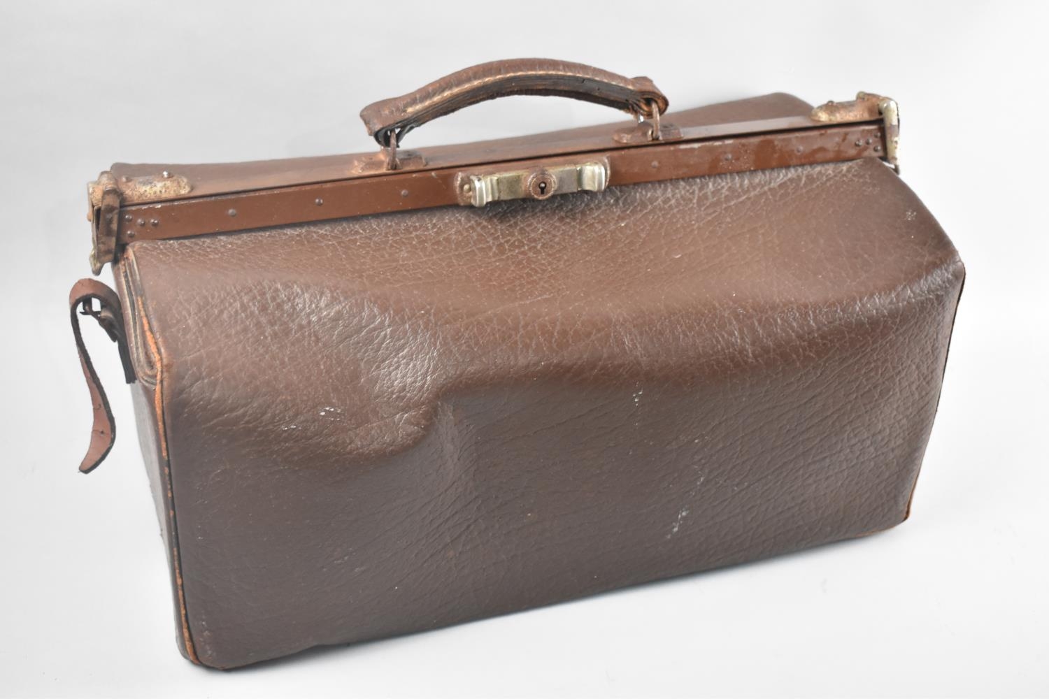 Sold at Auction: Large vintage leather Gladstone bag