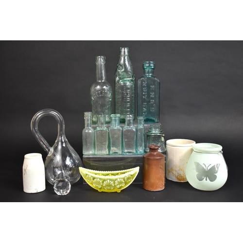 161 - A Collection of Various Glass and Stoneware Bottles Etc