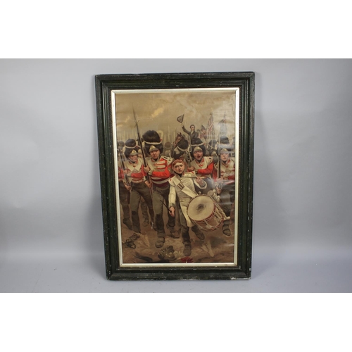 173 - A Framed Military Print, Drummer Boy Leading Soldiers into Battle, 55x80cms