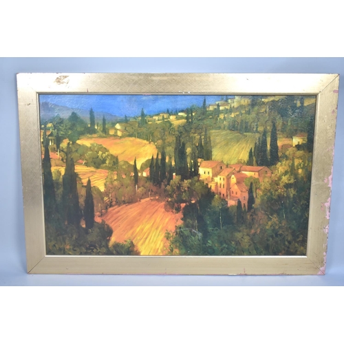 174 - A Large Framed Oil on Board, 