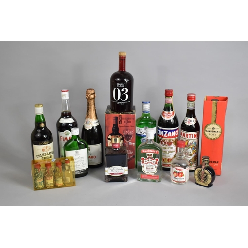 180 - A Mixed Collection of Various Wines, Spirits and Vermouth