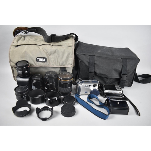 184 - A Collection of Various Photographic Equipment to include Sony Cyber-Shot Digital Camera, Konika Min... 