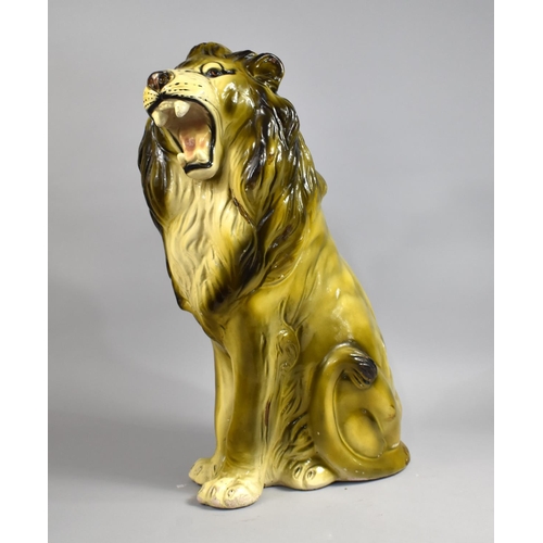 186 - A Large Plaster Study of a Seated Lion, 58cms High