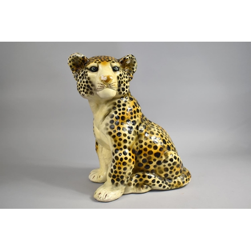 189 - A Mid 20th Century Plaster Study of a Seated Leopard Cub, 38cms High