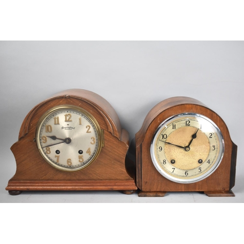 194 - Two Mid 20th Century Walnut Cased Mantel Clocks, Both Unchecked