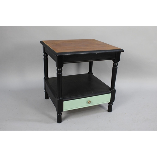 195 - A Modern Painted Wooden Stand with Base Drawer, 51cms Square