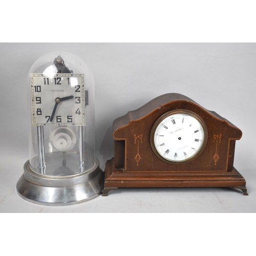 200 - An Edwardian Inlaid Mahogany Mantel Clock for Full Restoration together with a Continental Electric ... 