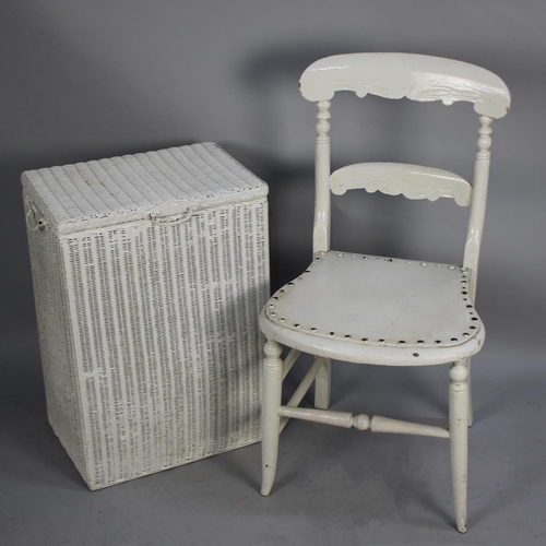 238 - A White Painted Loom Linen Box and a Side Chair