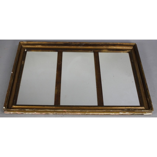 242 - A Vintage Gilt Framed Triple Overmantle Mirror, 112cms by 76cms