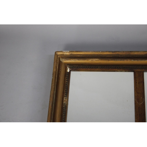 242 - A Vintage Gilt Framed Triple Overmantle Mirror, 112cms by 76cms