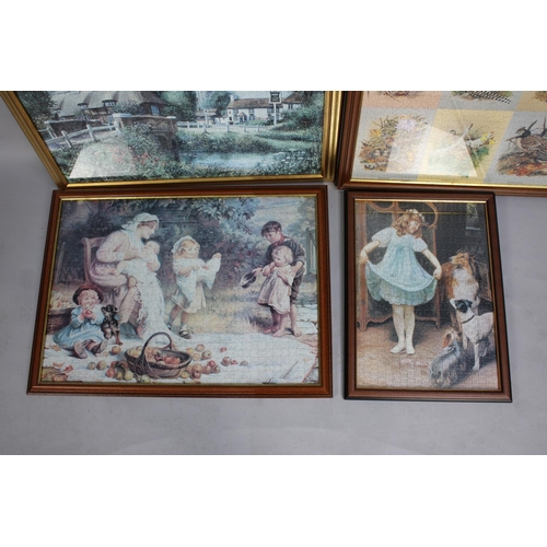 247 - A Collection of Five Framed Completed Jigsaw Puzzles