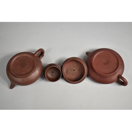 249 - Two Chinese Yixing Teapots, Both with Seal Marks to Base, 6cm and 8cm high