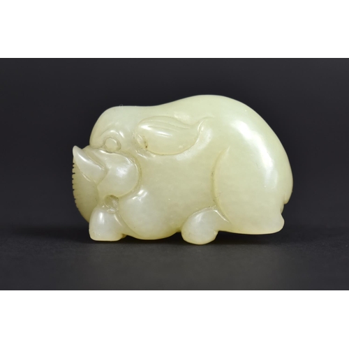 260 - A Jade/Hardstone Carving of an Elephant, 5cm x 3.5cm high