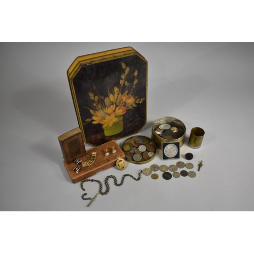 265 - A Vintage Tin and Contents Comprising Copper and Silver Coinage to Include American Quarter Dollars,... 