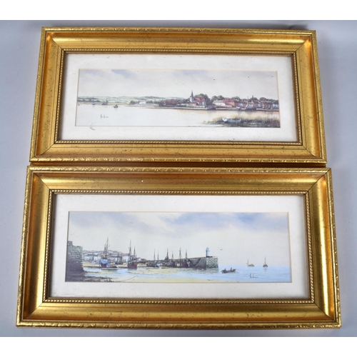 280 - A Pair of Framed Prints, Estuary Scene and Harbour Scene, Subjects 29.5x9cms