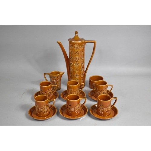 287 - A Portmeirion Totem Treacle Glazed Coffee Set to comprise Coffee Pot, Milk Jug, Sugar Bowl, Six Coff... 