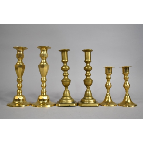 313 - Three Pairs of Brass Candlesticks