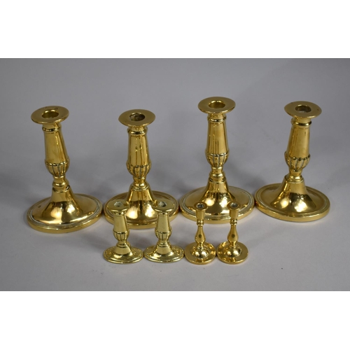 314 - Four Pairs of Brass Candlesticks to include Tall and Short Examples