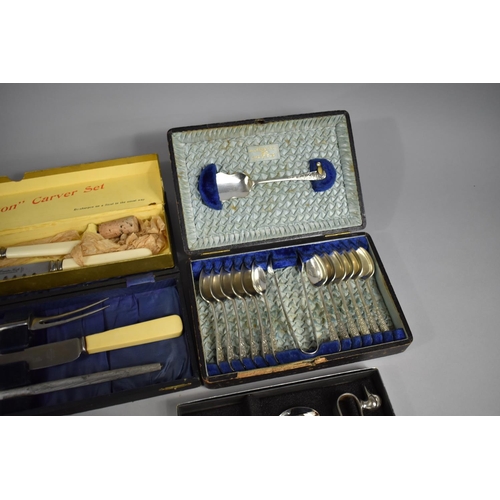 317 - A Collection of Various Silver Plated and boxed Cutlery to comprise Walker and hall Set, Carving Set... 