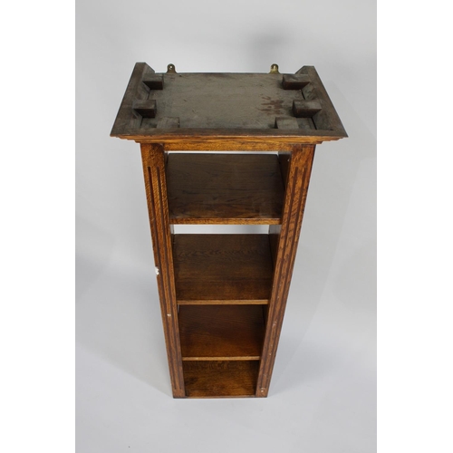 35 - A Mid 20th Century Narrow Oak Bookcase with Three Adjustable Shelves and Galleried Back, 44cms Wide ... 